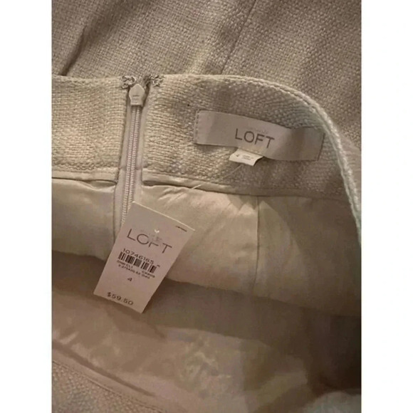 LOFT Tan A-Line Skirt Size 4 NWT Linen Blend Contrast Hem Classic Work Chic - Picture 6 of 6